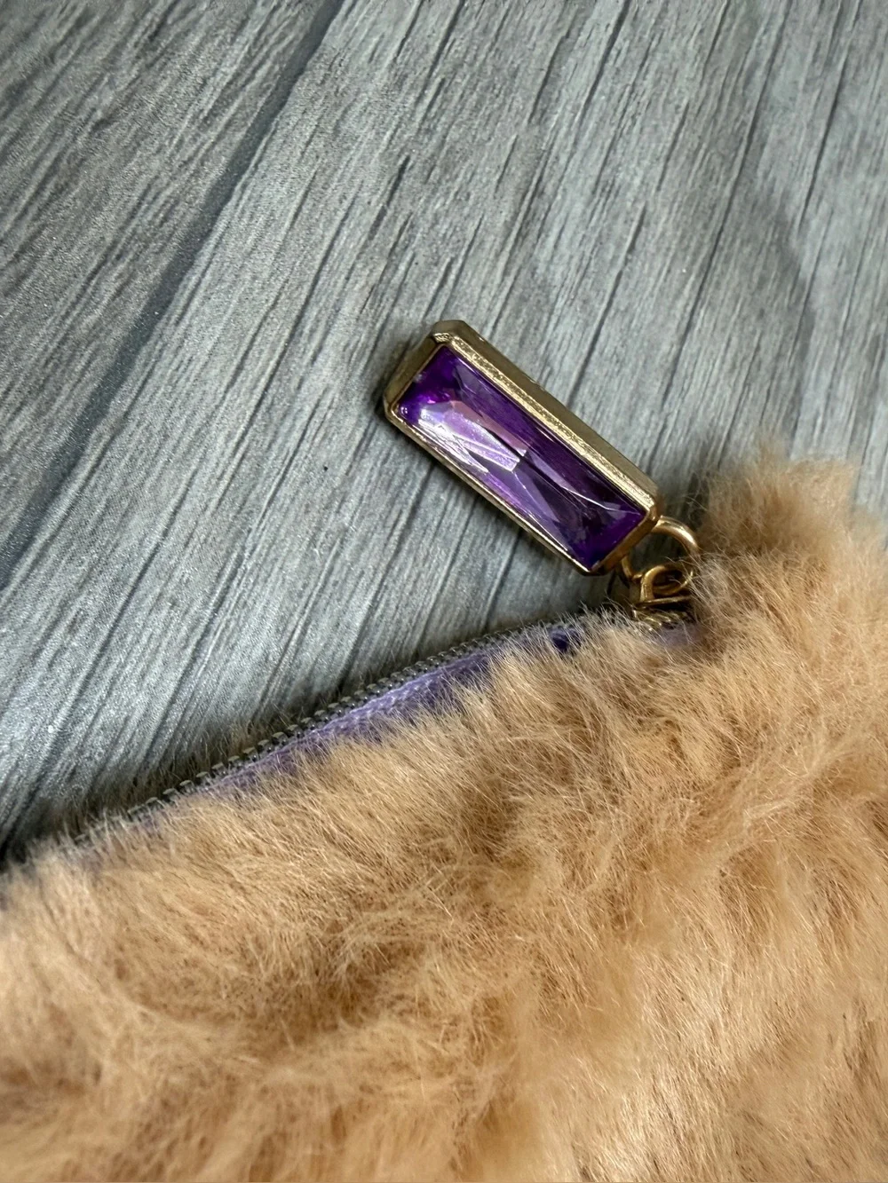 IPSY Tan Faux Fur Makeup Bag Cosmetic Pouch
